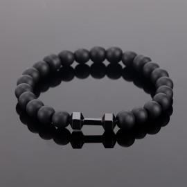 1pc Frosted Bead Dumbbell Bracelet For Men, Bracelet Gift