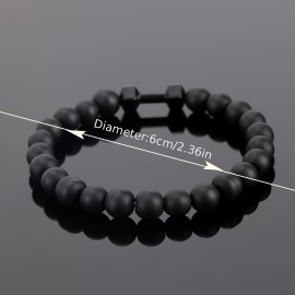 1pc Frosted Bead Dumbbell Bracelet For Men, Bracelet Gift