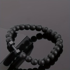 1pc Frosted Bead Dumbbell Bracelet For Men, Bracelet Gift