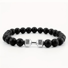 1pc Frosted Bead Dumbbell Bracelet For Men, Bracelet Gift