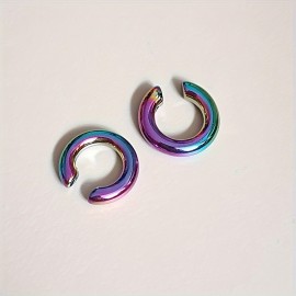 1pair/2pairs Fashion Retro Fake Piercing Ear Clips, Asymmetry Round Cartilage Ear Clip For Men, Christmas Gift