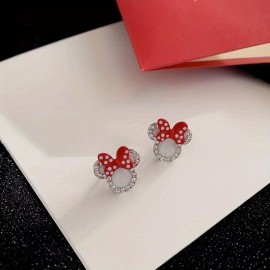 1pair Cartoon Cute Animal Mouse Head Stud Earrings, Gifts For Friend