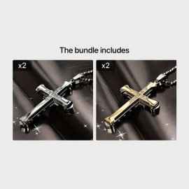 1pc Titanium Steel Cross Pendant Necklace With Zircon Inlaid For Men, Classic Jewelry, Holiday Gift