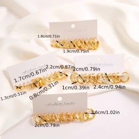 24 Pairs Golden Hoop Earrings Set Elegant Simple Style Zinc Alloy Jewelry Daily Wear Accessories Female Trendy Gift