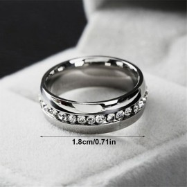 Fashion Band Ring Made Of Titanium Paved A Row Of Shining Zircon Silvery Or Golden Make Your Call Suitable For Men And Women