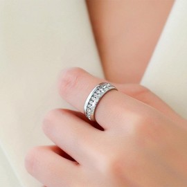 Fashion Band Ring Made Of Titanium Paved A Row Of Shining Zircon Silvery Or Golden Make Your Call Suitable For Men And Women