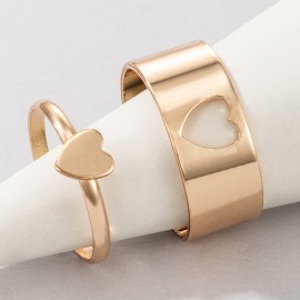 Creative Hollow Heart Couple Ring Women Punk Style Ring