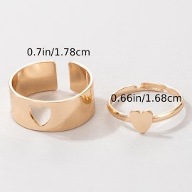 Creative Hollow Heart Couple Ring Women Punk Style Ring