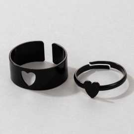 Creative Hollow Heart Couple Ring Women Punk Style Ring