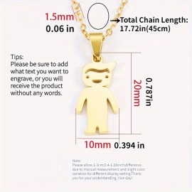 Personalized Cute Boy Girl Oval Buckle Pendant, Titanium Stainless Steel Necklace, Female Male Accessories, Holiday Birthday Gifts, Random Style