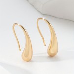 Golden Glossy Hook Earrings Copper 14K Gold Plated Jewelry Delicate Gift For Women Girls Daily Casual