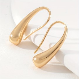 Golden Glossy Hook Earrings Copper 14K Gold Plated Jewelry Delicate Gift For Women Girls Daily Casual