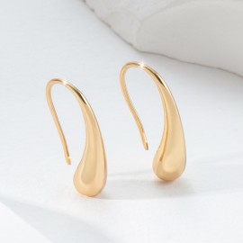 Golden Glossy Hook Earrings Copper 14K Gold Plated Jewelry Delicate Gift For Women Girls Daily Casual