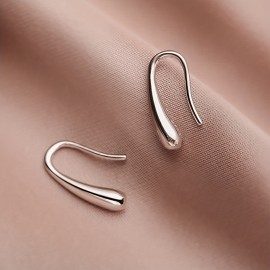 Golden Glossy Hook Earrings Copper 14K Gold Plated Jewelry Delicate Gift For Women Girls Daily Casual