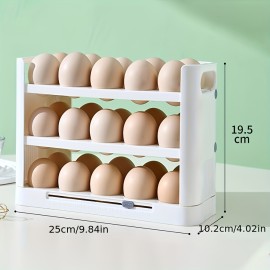 Flippable Egg Holder For Refrigerator, 3 Layer Egg Storage Container For Refrigerator Side Door, Large Capacity Egg Container, Egg Storage 30 Count