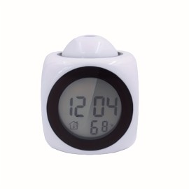 1pc LCD Projection LED Display Time Digital Alarm Clock for Bedrooms, With Talking Voice Prompt Thermometer Snooze Function Desk Projector (Battery Is Not Included, Powered By 3 AAA Battery)