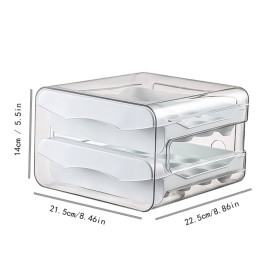 1pc Kitchen Double Layers Egg Storage Box, 32 Compartment Household Drawer Refrigerator Transparent Preservation Box That Can Be Stacked With Egg Tray An