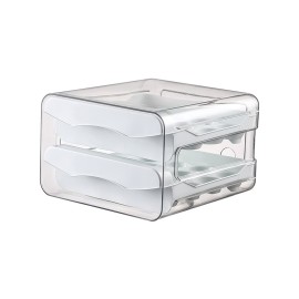 1pc Kitchen Double Layers Egg Storage Box, 32 Compartment Household Drawer Refrigerator Transparent Preservation Box That Can Be Stacked With Egg Tray An