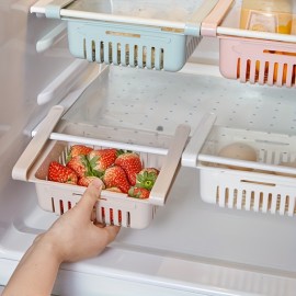 Telescopic Refrigerator Storage Basket - Drawer Type Rack for Fresh-keeping and Freezer Storage