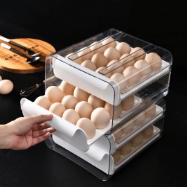 32 Grid Egg Storage Box: Refrigerator Transparent Dispenser with Anti-Drop Protection for Freshness