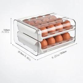 32 Grid Egg Storage Box: Refrigerator Transparent Dispenser with Anti-Drop Protection for Freshness