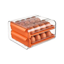 32 Grid Egg Storage Box: Refrigerator Transparent Dispenser with Anti-Drop Protection for Freshness