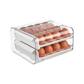 32 Grid Egg Storage Box: Refrigerator Transparent Dispenser with Anti-Drop Protection for Freshness