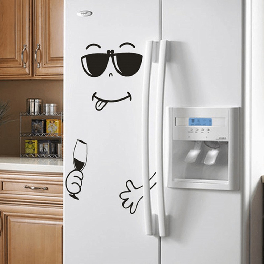 Smiley Face Wall Stickers for Dining Room Decor - DIY Vinyl Art Decals for Fridge and Home - Fun Eating and Drinking Design