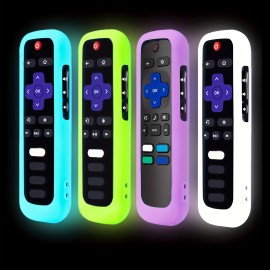 Glow In The Dark Remote Cover For Roku TV Remote Control - Universal Silicone Sleeve Case For TCL For Hisense For Roku TV Streaming Stick 4K+ 4K Voice Remote