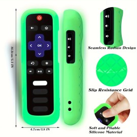 Glow In The Dark Remote Cover For Roku TV Remote Control - Universal Silicone Sleeve Case For TCL For Hisense For Roku TV Streaming Stick 4K+ 4K Voice Remote