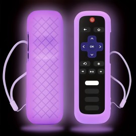 Glow In The Dark Remote Cover For Roku TV Remote Control - Universal Silicone Sleeve Case For TCL For Hisense For Roku TV Streaming Stick 4K+ 4K Voice Remote