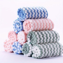 10 Pcs/set The Kitchen Rag Is Free Of Oil, Super Strong Washing Water, Thickened Towel, And The Color Is Delivered Randomly