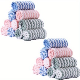 10 Pcs/set The Kitchen Rag Is Free Of Oil, Super Strong Washing Water, Thickened Towel, And The Color Is Delivered Randomly