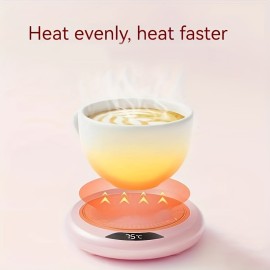 USB Heating Coaster, Constant Temperature Coaster, Heater, Office Smart Beverage Heater, Suitable For Most Cups. Outdoor Camping Picnic Kitchen Etc Autumn And Winter Essential, 3 Temperature Adjustment