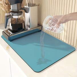 1pc Coffee Mat, Coffee Bar Accessories, Kitchen Counter, Water Absorbing Tableware, Drying Mat, Coffee Machine, Coffee Pot, Water Cup Mat