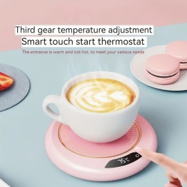 USB Cup Heating Pad, Constant Temperature Coaster, Heater, Office Smart Beverage Heater, For Most Cups. Outdoor Camping Picnic Kitchen Etc Autumn And Winter Essential, 3 Temperature Adjustment, Smart Touch Start Constant Temperature, Auto Power Off