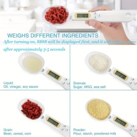 Accurate Measure Digital Kitchen Scale Spoon - LCD Display, 0.1g-1.1LB Precision, Button Battery-Powered, Ideal For Cooking, Baking, And Portion Control