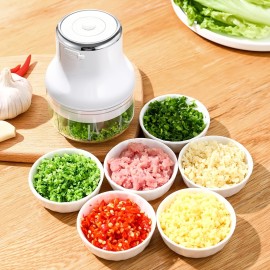 Portable Electric Garlic Chopper - Wireless Mini Food Processor for Vegetables - Household Kitchen Gadget with Powerful Blades