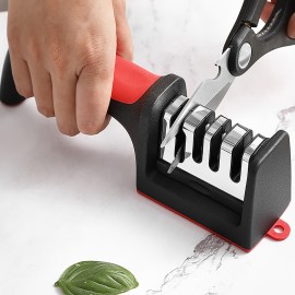 4-Level Multifunctional Kitchen Knife Sharpener - Stainless Steel Sharpening Machine For Perfectly Sharpened Blades