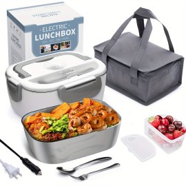 Herrfilk Electric Lunch Box Food Warmer - Portable & Leak Proof - Removable Stainless Steel Container - Ideal For Car, Home, And Truckers - 1.5L Capacity - 110V/12V Compatibility - Upgraded Heating Technology