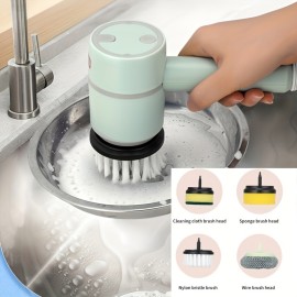 Multi-functional Electric Cleaning Brush with Large 1200mAh Power for Kitchen, Bathroom, Shoes - Automatic Handheld Charging, Steel Wire Bristles, and Bowl Brush Benefits