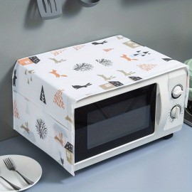 1pc Microwave Oven Dust Cover, Kitchen Oven Oil Smoke Cover Towel Home Textile Home Decoration Cartoon Plastic Hanging Bag