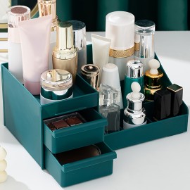 1pc Makeup Organizer With Drawers, Countertop Cosmetic Storage Box, Makeup Organizer Storage Box, Cute Bedroom Bathroom Organizer Drawers Countertop For Women And Girls