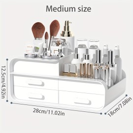 1pc Makeup Organizer With Drawers, Countertop Cosmetic Storage Box, Makeup Organizer Storage Box, Cute Bedroom Bathroom Organizer Drawers Countertop For Women And Girls