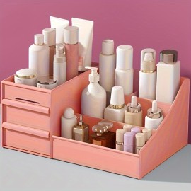 1pc Makeup Organizer With Drawers, Countertop Cosmetic Storage Box, Makeup Organizer Storage Box, Cute Bedroom Bathroom Organizer Drawers Countertop For Women And Girls