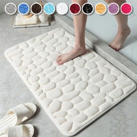 1pc Cobblestone Pattern Bath Rug, Soft Non-Slip Quick Dry Bath Mat, Water Absorbent Shower Carpet For Home Bathroom, Bathroom Accessories ,Bathroom Decor , Bathroom decorations