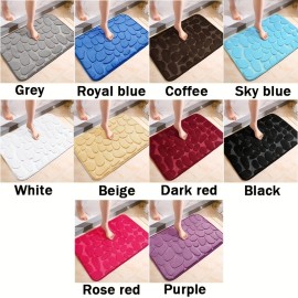 1pc Cobblestone Pattern Bath Rug, Soft Non-Slip Quick Dry Bath Mat, Water Absorbent Shower Carpet For Home Bathroom, Bathroom Accessories ,Bathroom Decor , Bathroom decorations