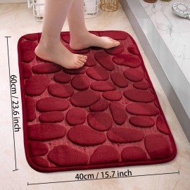 1pc Cobblestone Pattern Bath Rug, Soft Non-Slip Quick Dry Bath Mat, Water Absorbent Shower Carpet For Home Bathroom, Bathroom Accessories ,Bathroom Decor , Bathroom decorations