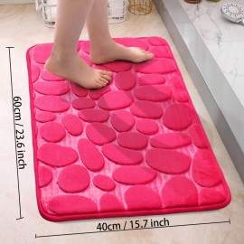 1pc Cobblestone Pattern Bath Rug, Soft Non-Slip Quick Dry Bath Mat, Water Absorbent Shower Carpet For Home Bathroom, Bathroom Accessories ,Bathroom Decor , Bathroom decorations