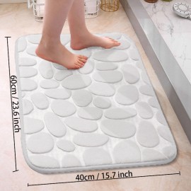 1pc Cobblestone Pattern Bath Rug, Soft Non-Slip Quick Dry Bath Mat, Water Absorbent Shower Carpet For Home Bathroom, Bathroom Accessories ,Bathroom Decor , Bathroom decorations